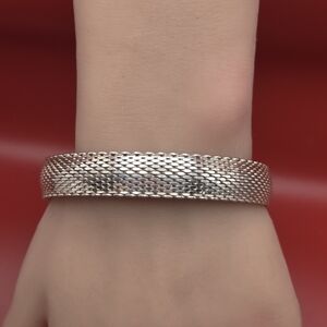 Elegant Sterling Silver Mesh Bracelet.